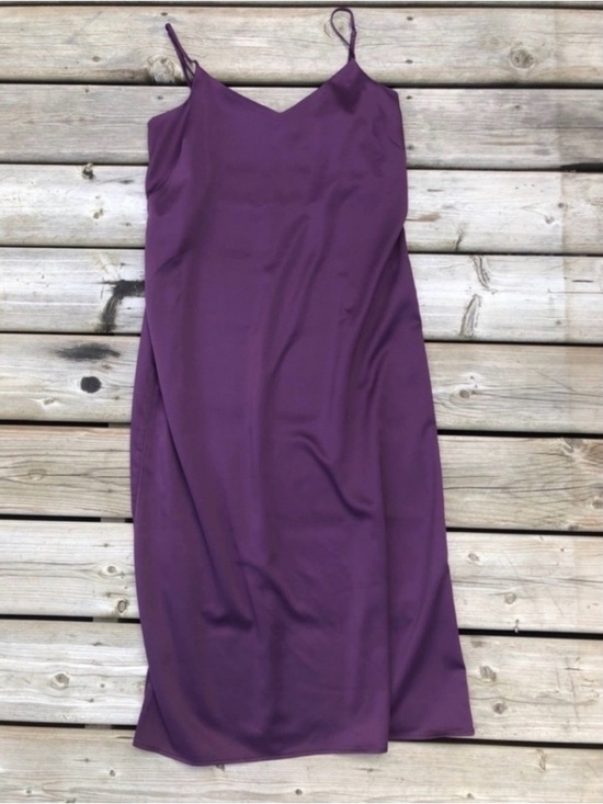 twik Dresses & Skirts - Plum Purple Satin Slip Midi Dress